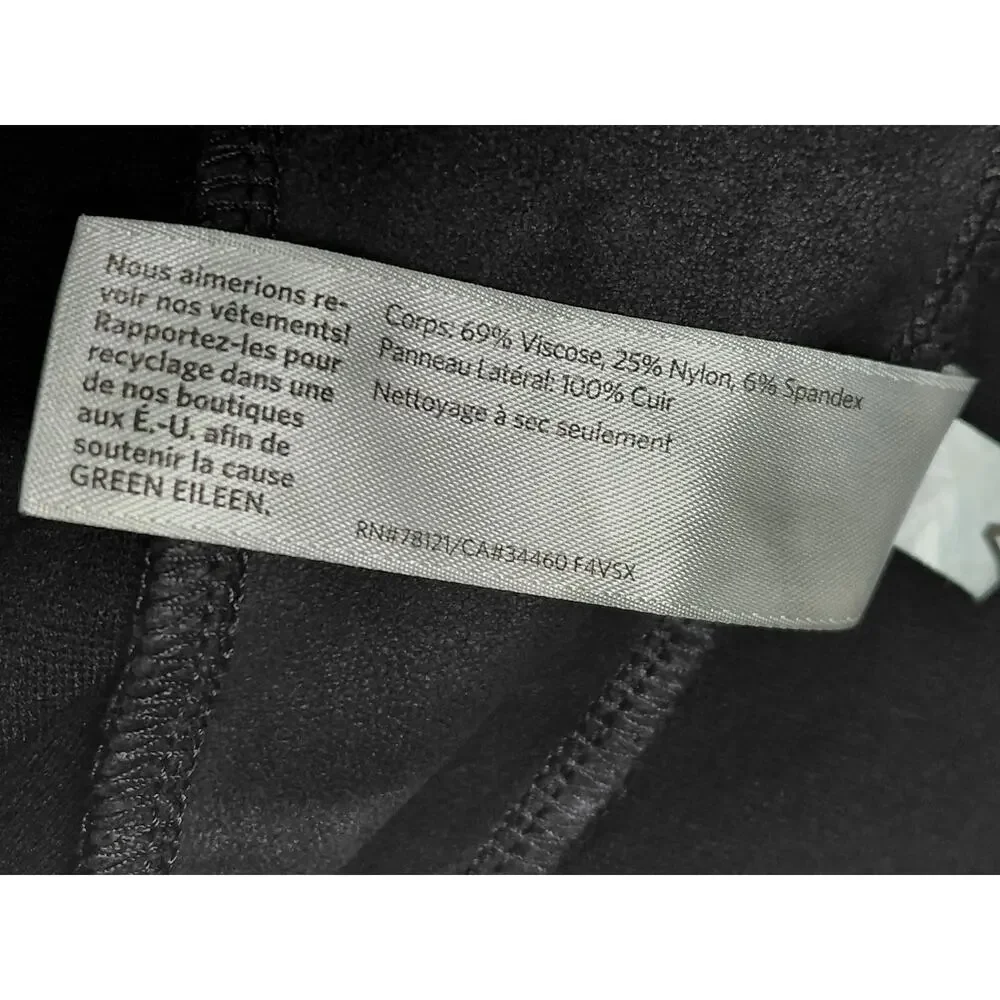 Eileen Fisher Leather Knit Pencil Knee Length Stretch Skirt Women Size L